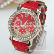 Hot sale rhinestone 3 small circel face women vogue watch